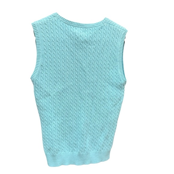 LL Bean Women’s Cable Knit Pullover Sweater Vest V Neck Size XS Blue Vacation - Picture 3 of 10